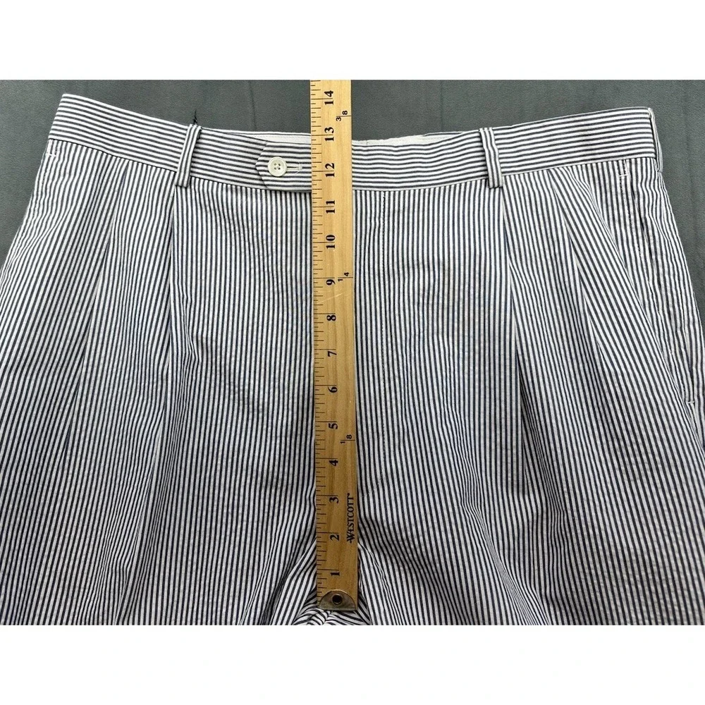 Brooks Brothers Seersucker Pants Men's‎ 37x31 Blue Pleated Cuffed Cotton Preppy